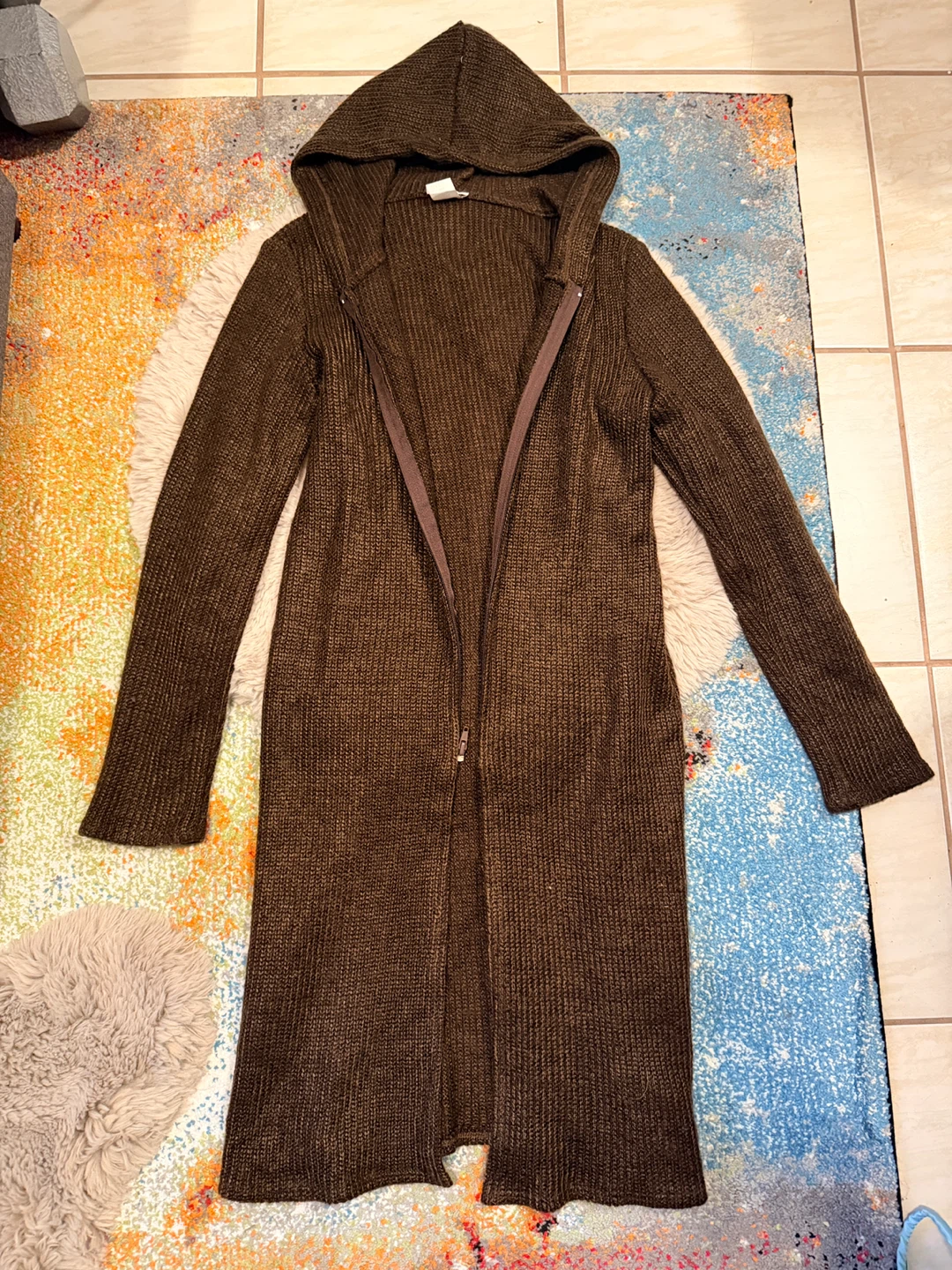 Mantique Hooded Cardigan - Brown, Size S/M🏆