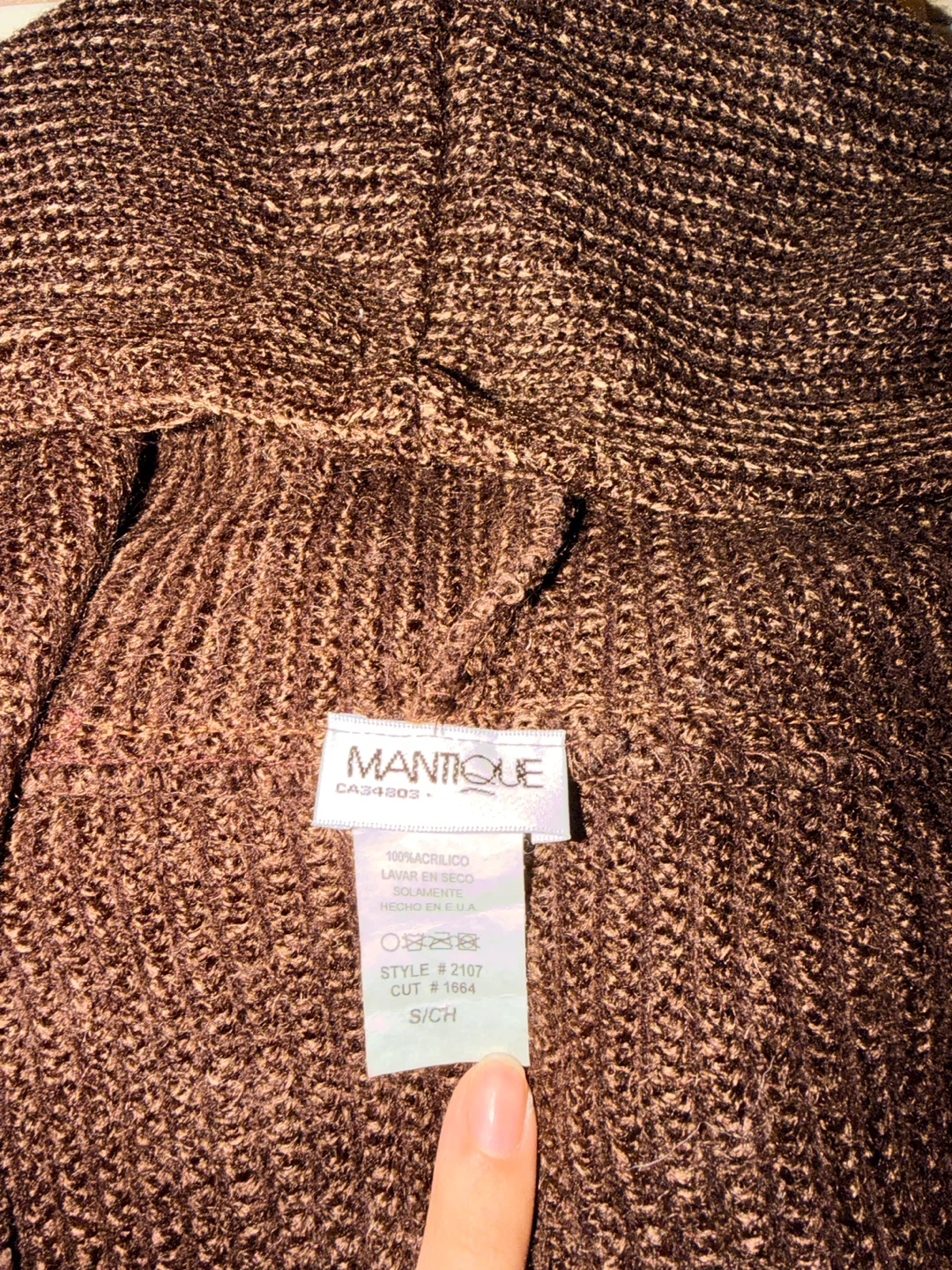 Mantique Hooded Cardigan - Brown, Size S/M🏆 - photo 3