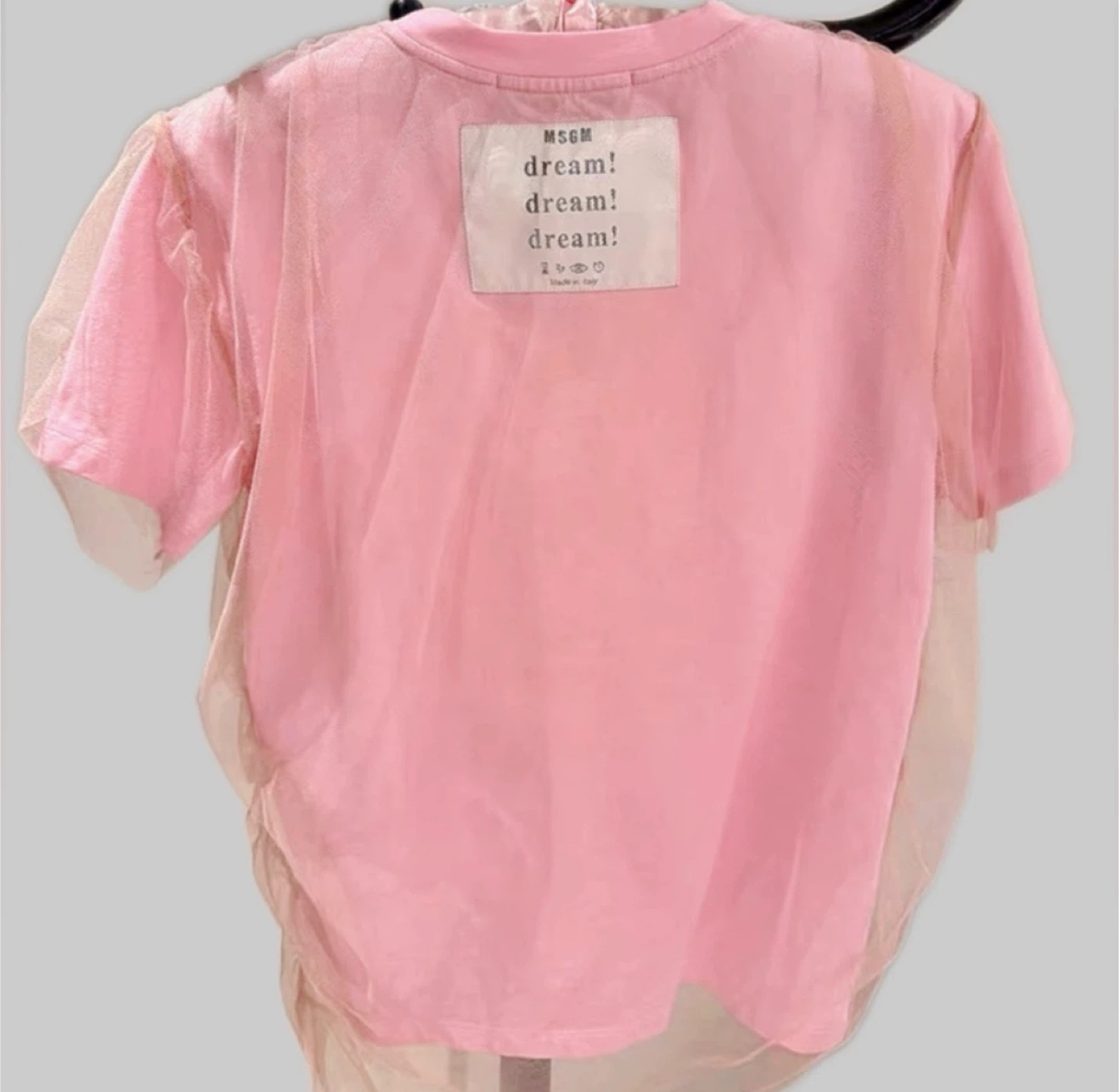 MSGM Pink Tulle Overlay T-Shirt - photo 2