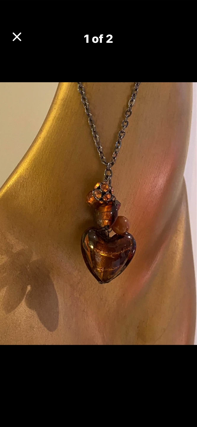 🤎Long Murano Glass Heart Pendant Necklace