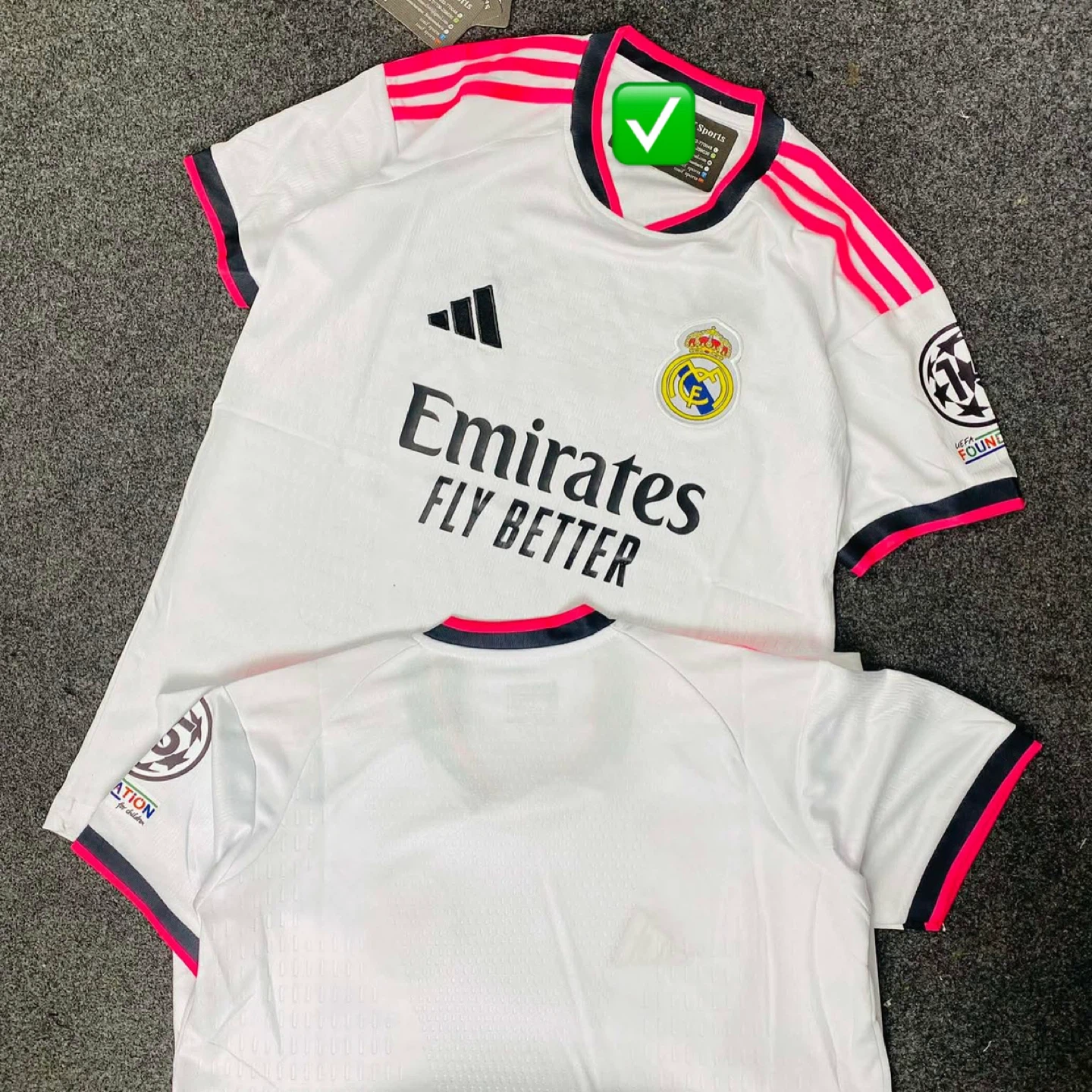 Real Madrid Adidas Football Jersey White Pink Trim