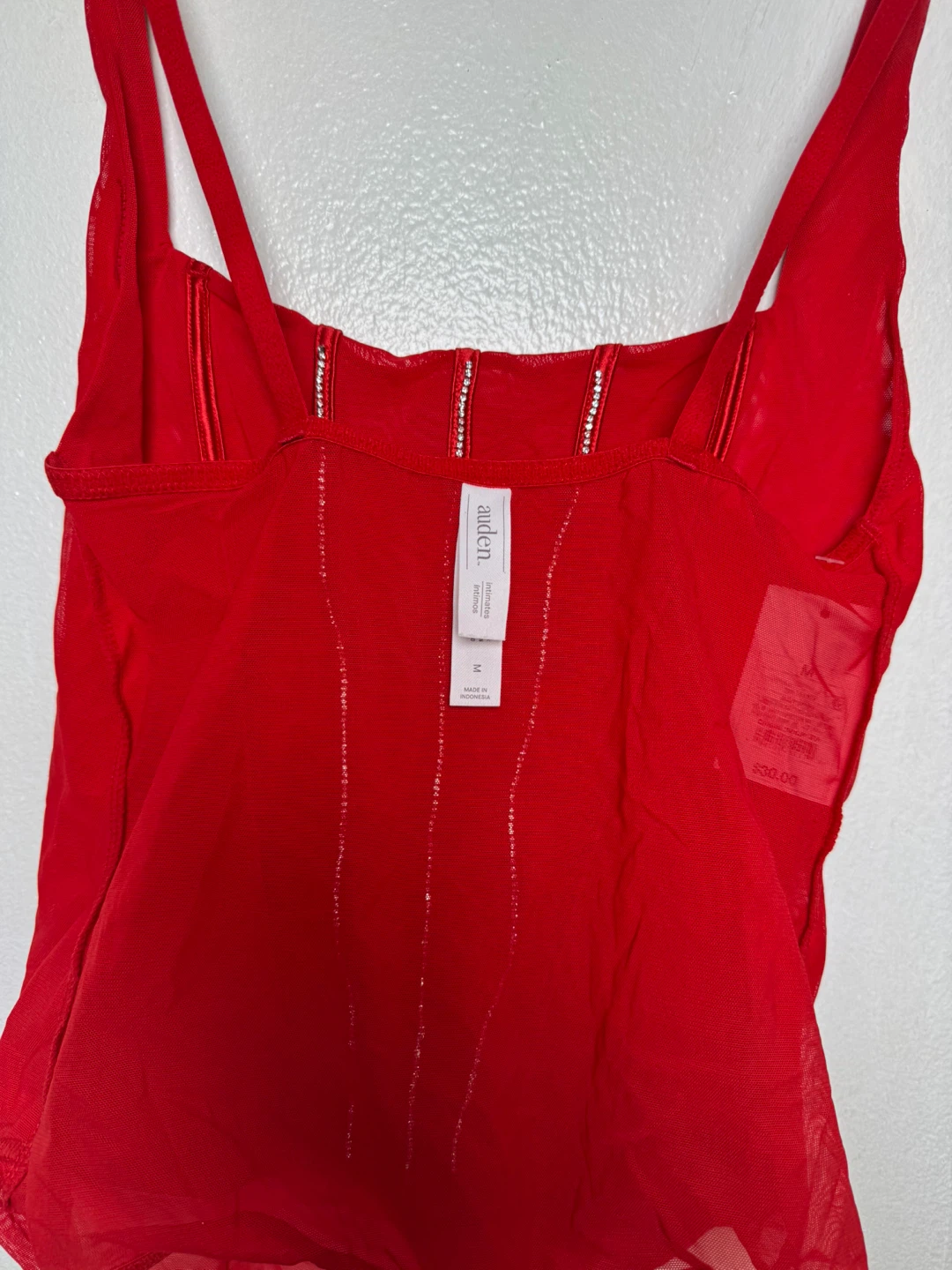 Audrey Red Sheer Corset Bodysuit - photo 3