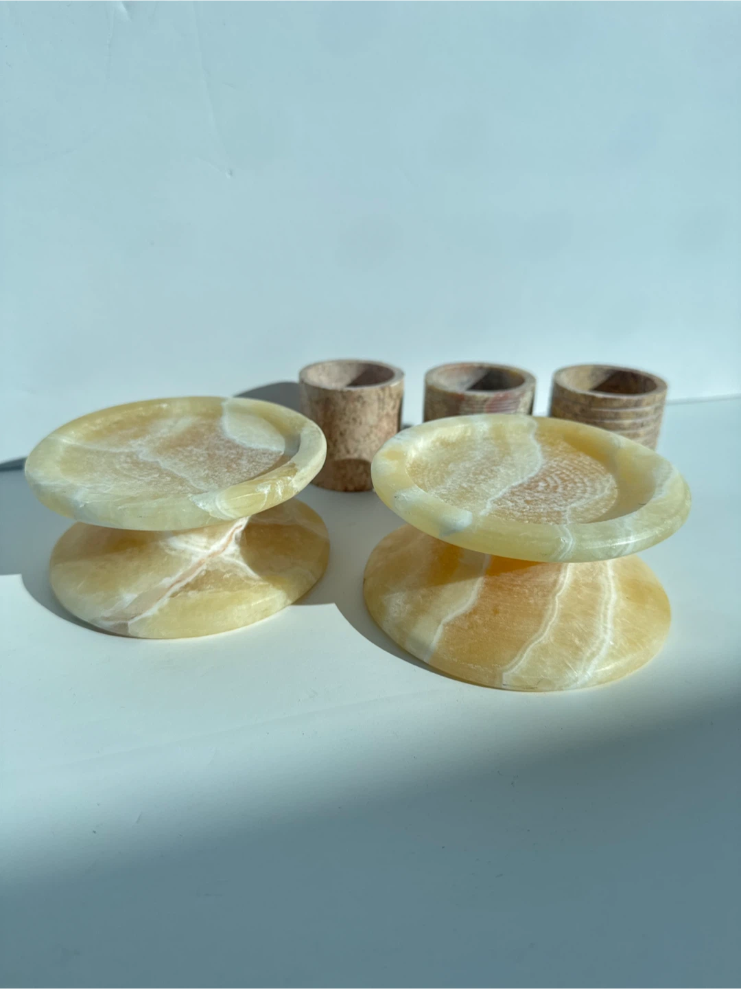 Set of 5 Marble Candleholders: 3 Tealight and 2 Large Pedestal 🏆