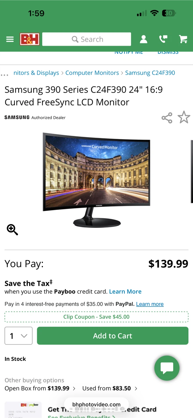 Samsung 24" Curved FreeSync LCD Monitor C24F390FH - photo 3