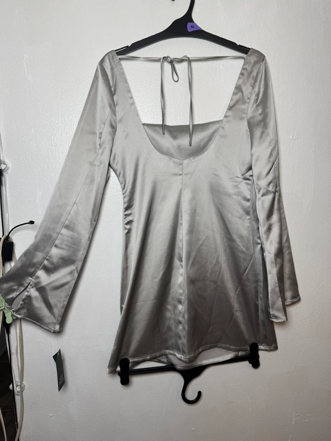 Wild Fable Silver Satin Mini Dress Size M - photo 2