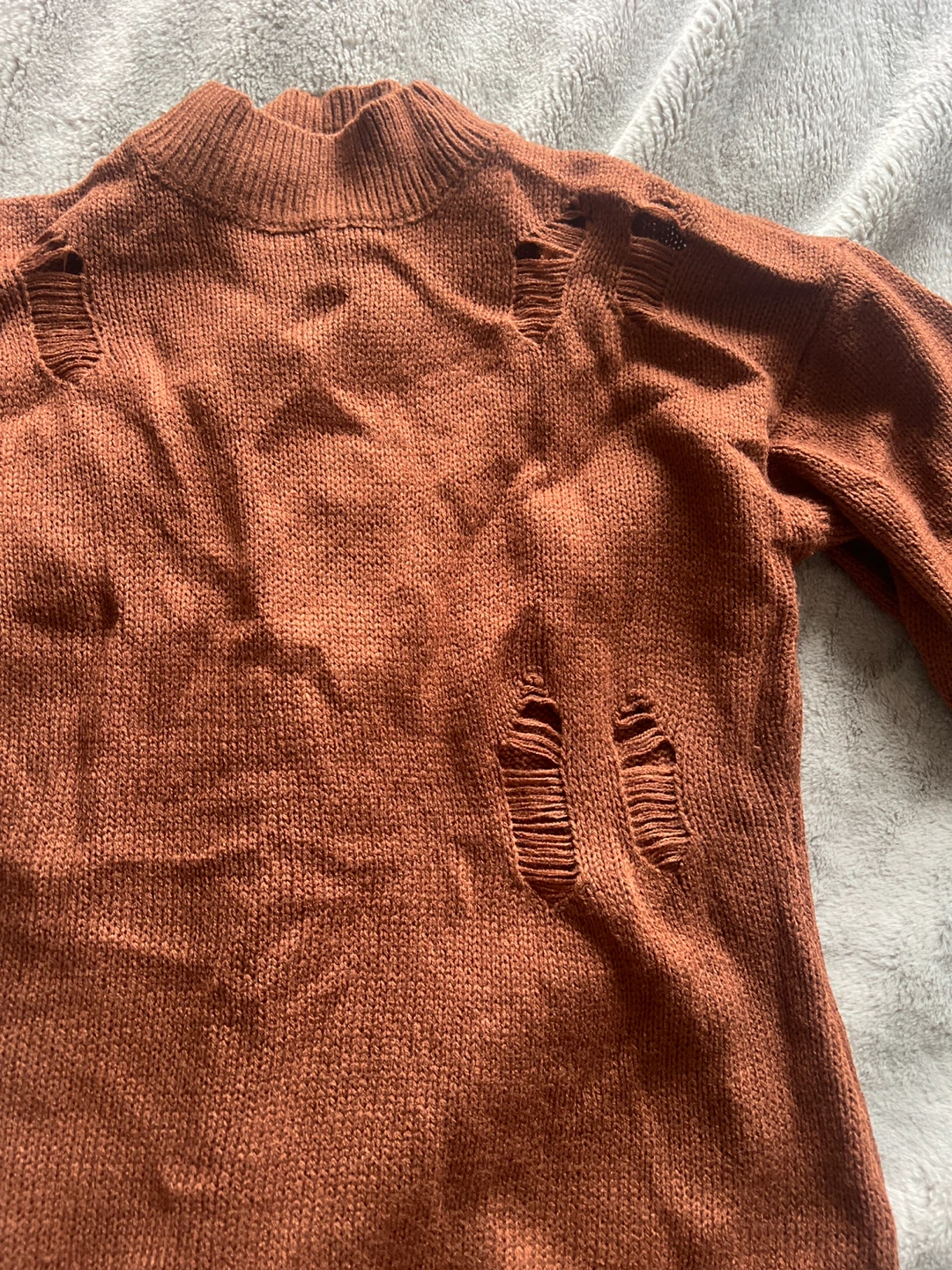 Distressed Knit Mock Neck Sweater Dress - photo 2