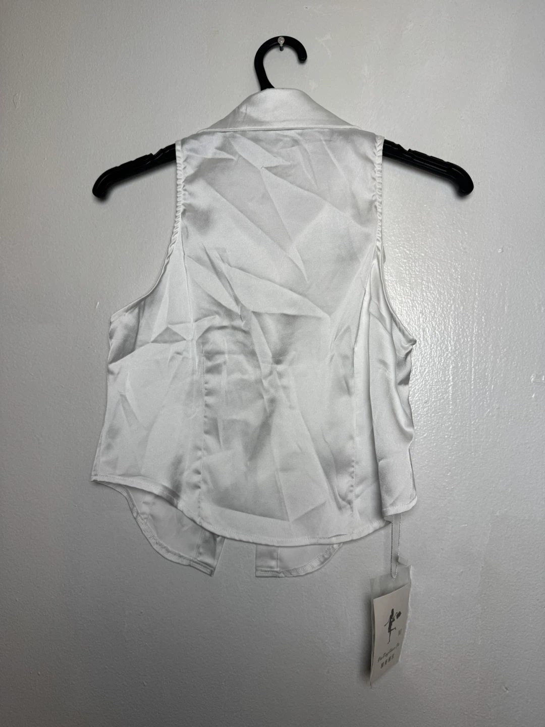 White Satin Sleeveless Vest Top - photo 2