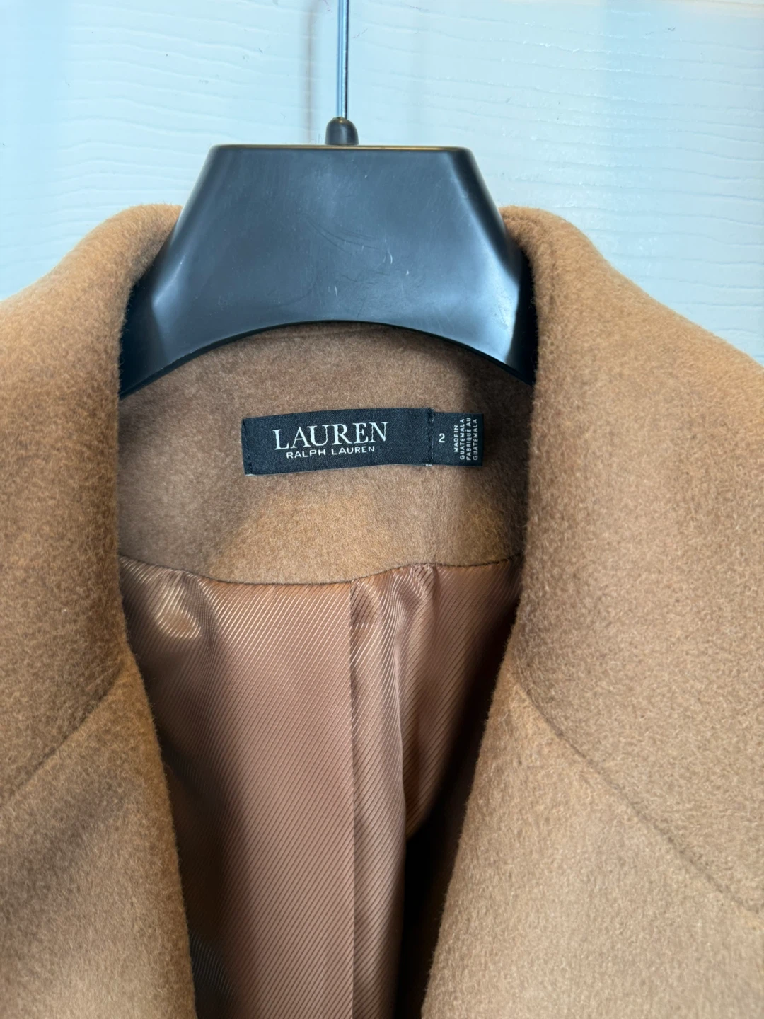Lauren Ralph Lauren Wool Blend Belted Overcoat Camel Size 2 - photo 2