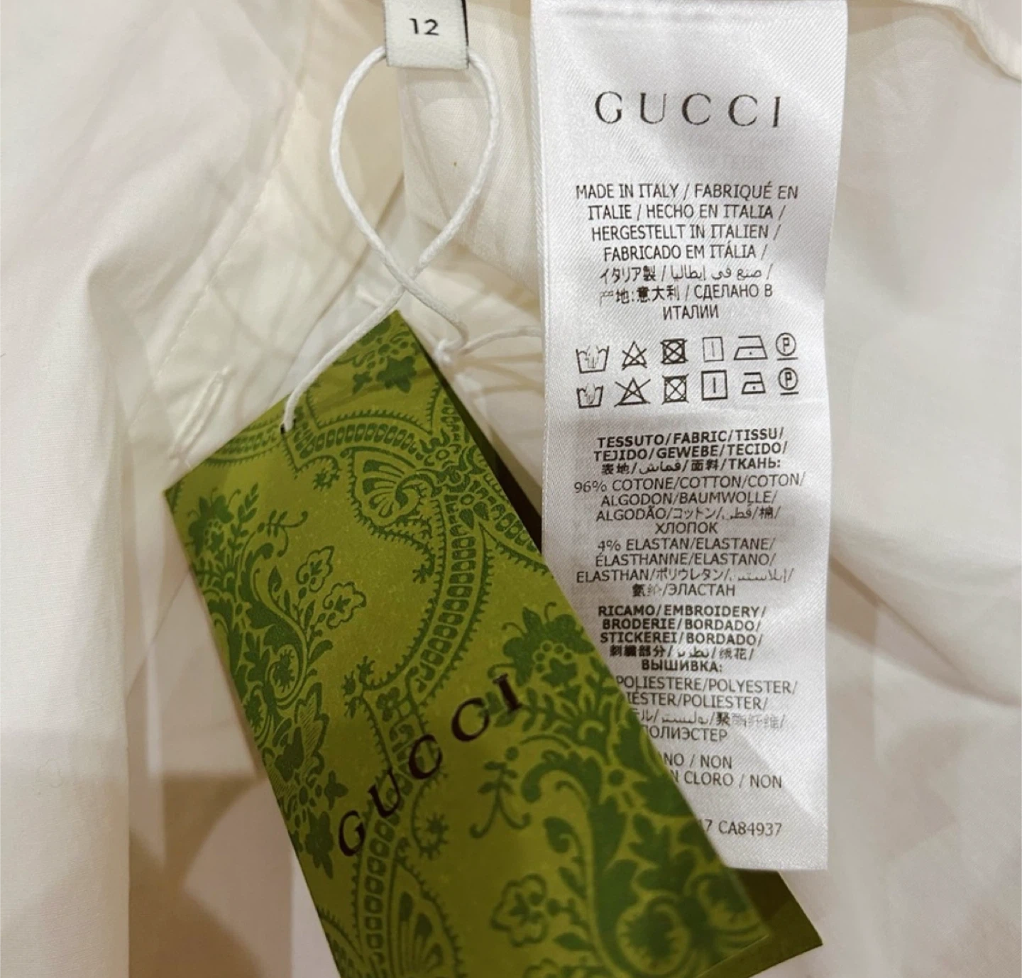GUCCI White Short Sleeve Shirt with Bow Detail - Size 12 - photo 5