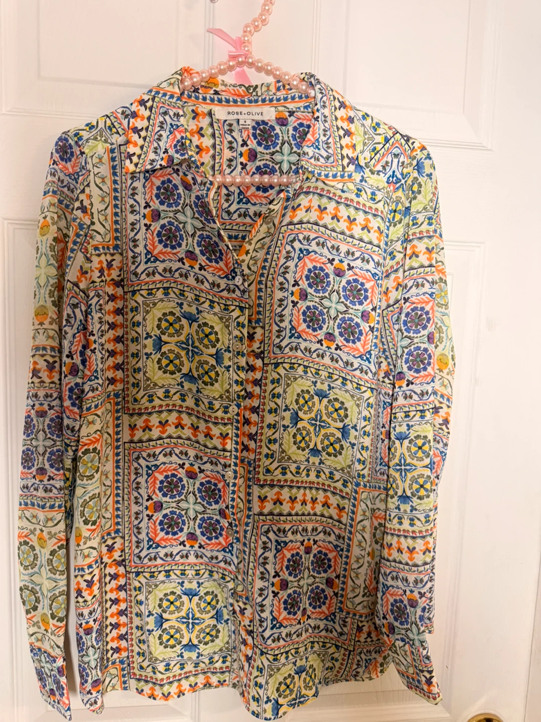 Rose + Olive Women's Long Sleeve Print Blouse