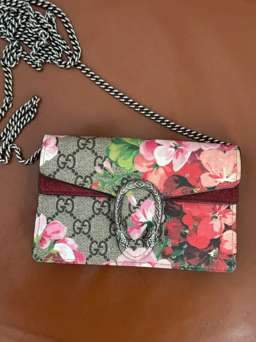 Gucci Floral GG Marmont Chain Wallet