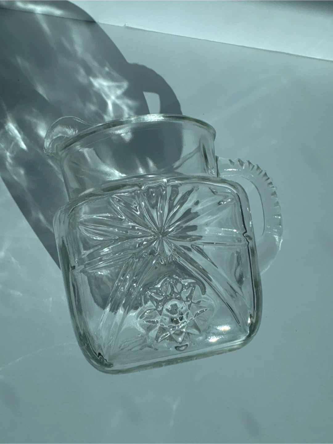 Vintage 50s Starburst Glass Pitcher Water Jug 🏆