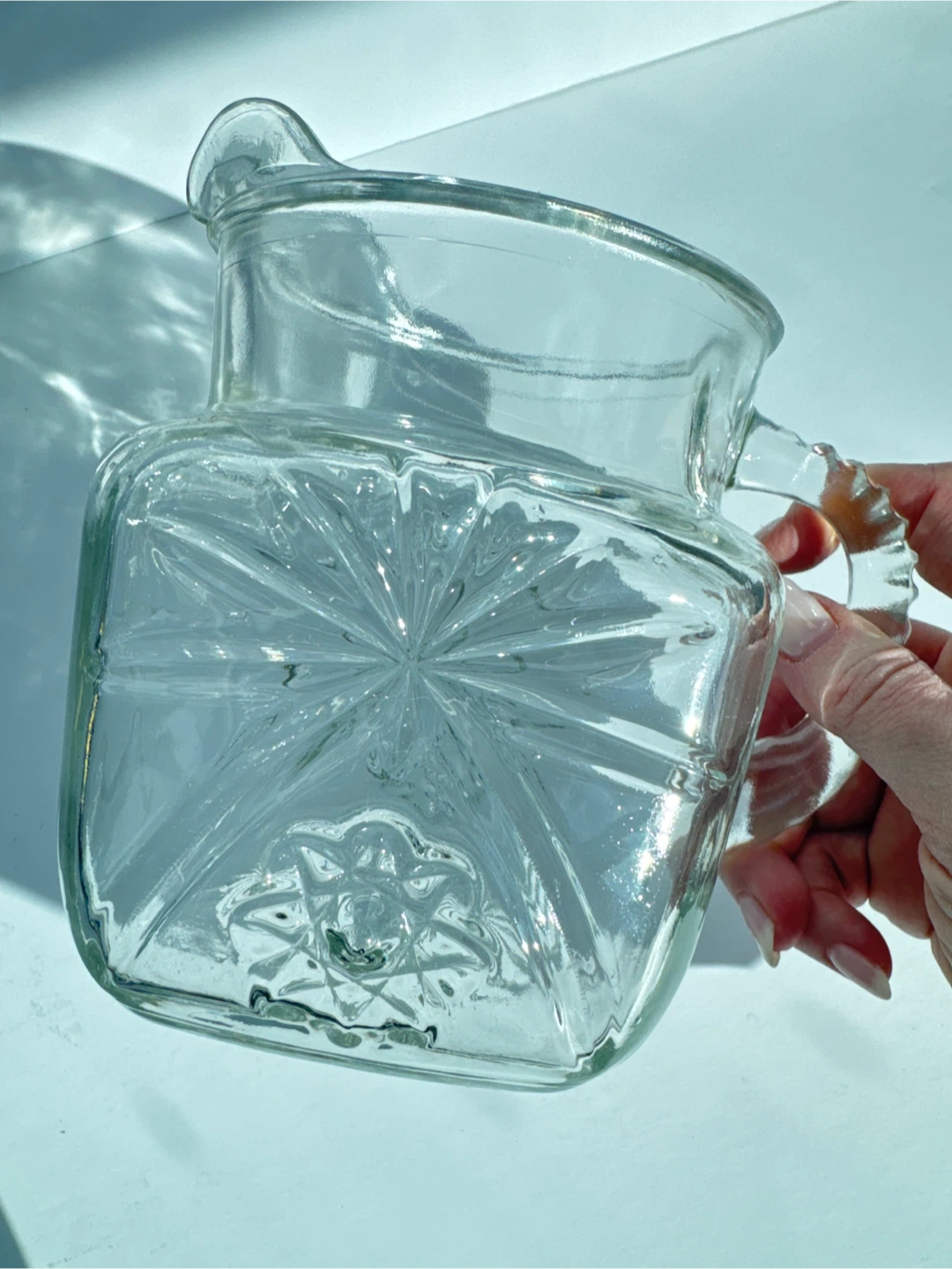 Vintage 50s Starburst Glass Pitcher Water Jug 🏆 - photo 2