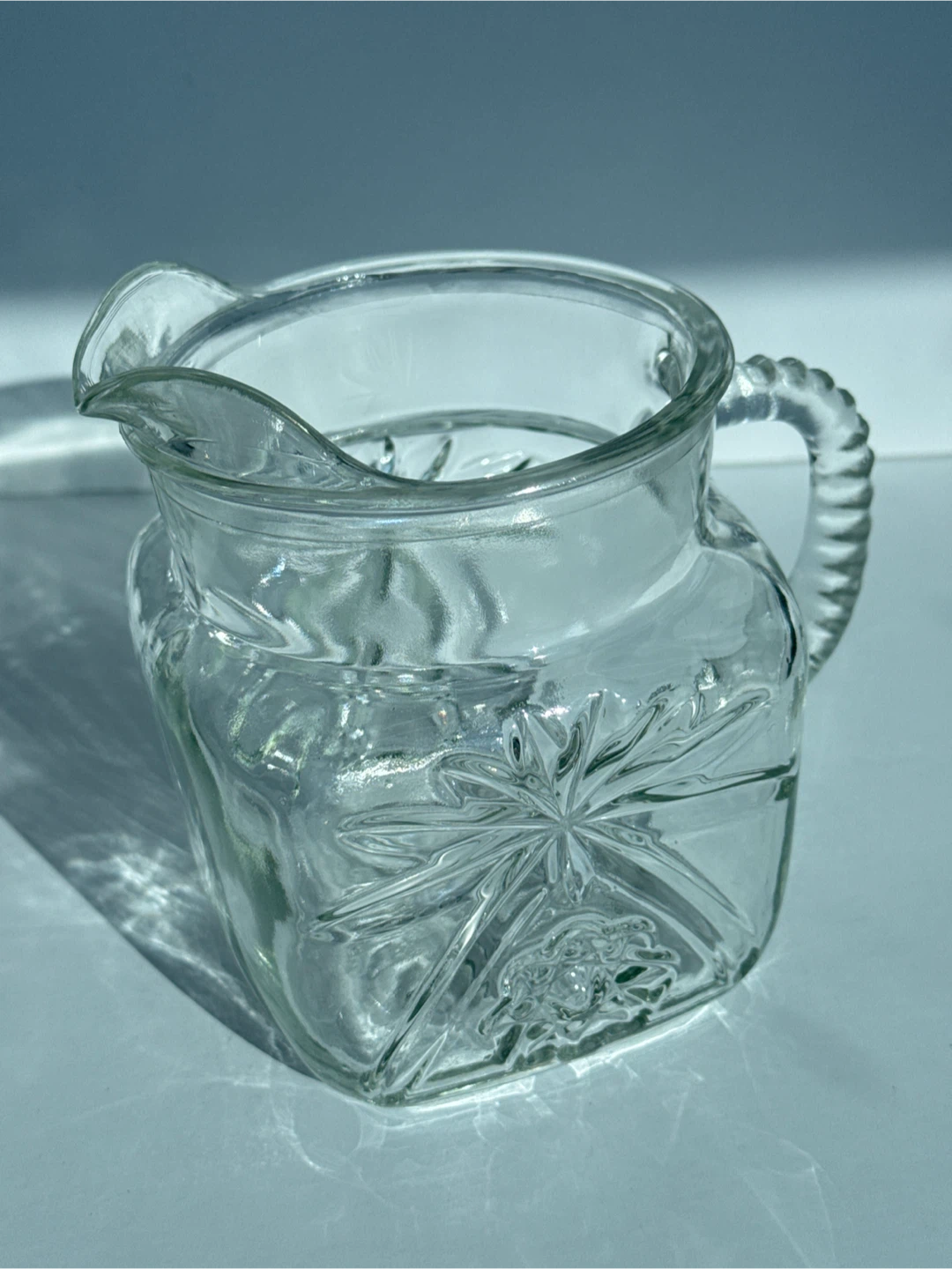 Vintage 50s Starburst Glass Pitcher Water Jug 🏆 - photo 4