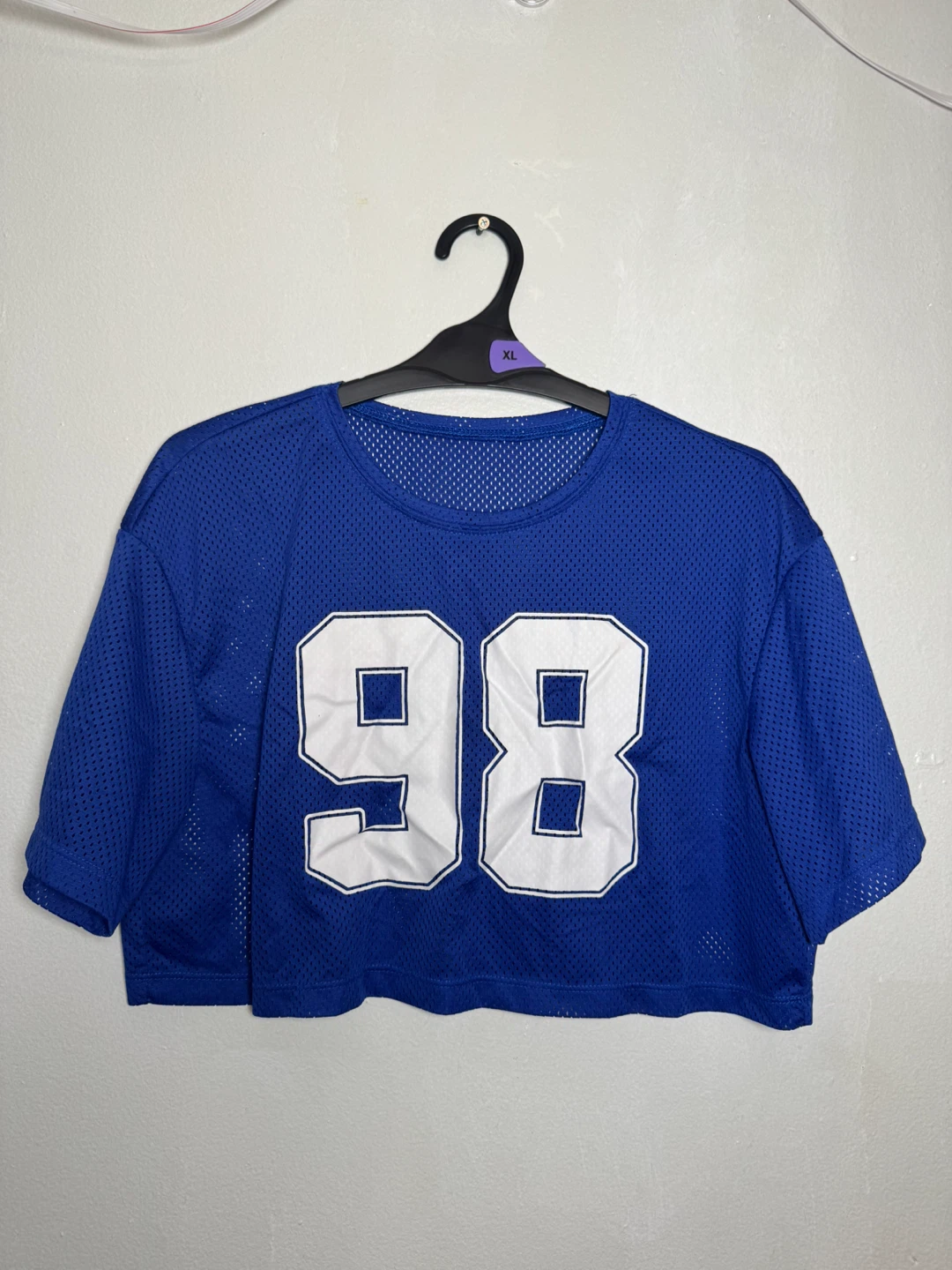 SHEIN Blue Mesh "98" Crop Top Size XL