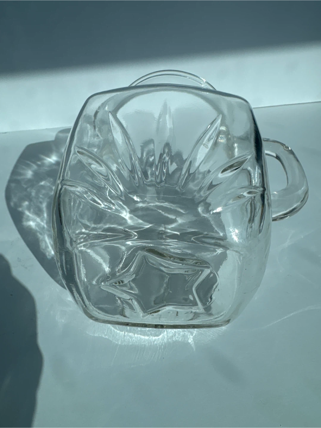 Vintage 50s Glass Pitcher, Water Jug or Vase with star🏆 - photo 3