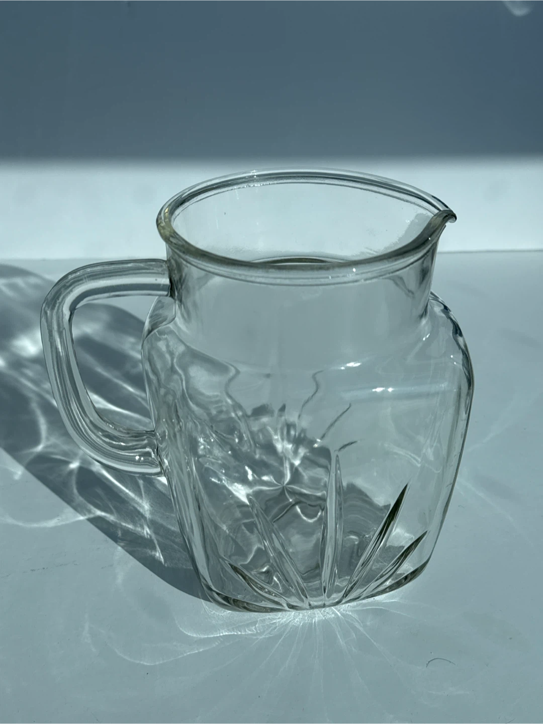 Vintage 50s Glass Pitcher, Water Jug or Vase with star🏆 - photo 2
