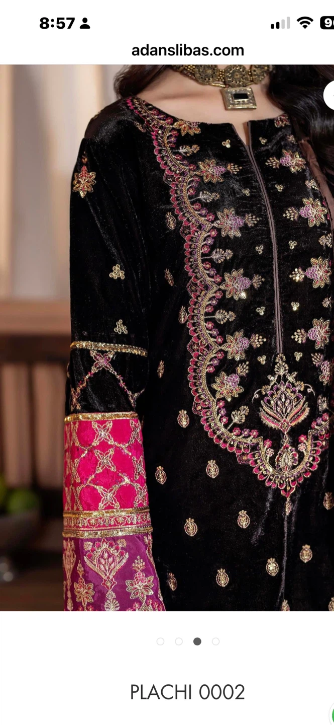 New Adans Libas Black Velvet Embroidered Dress - photo 2