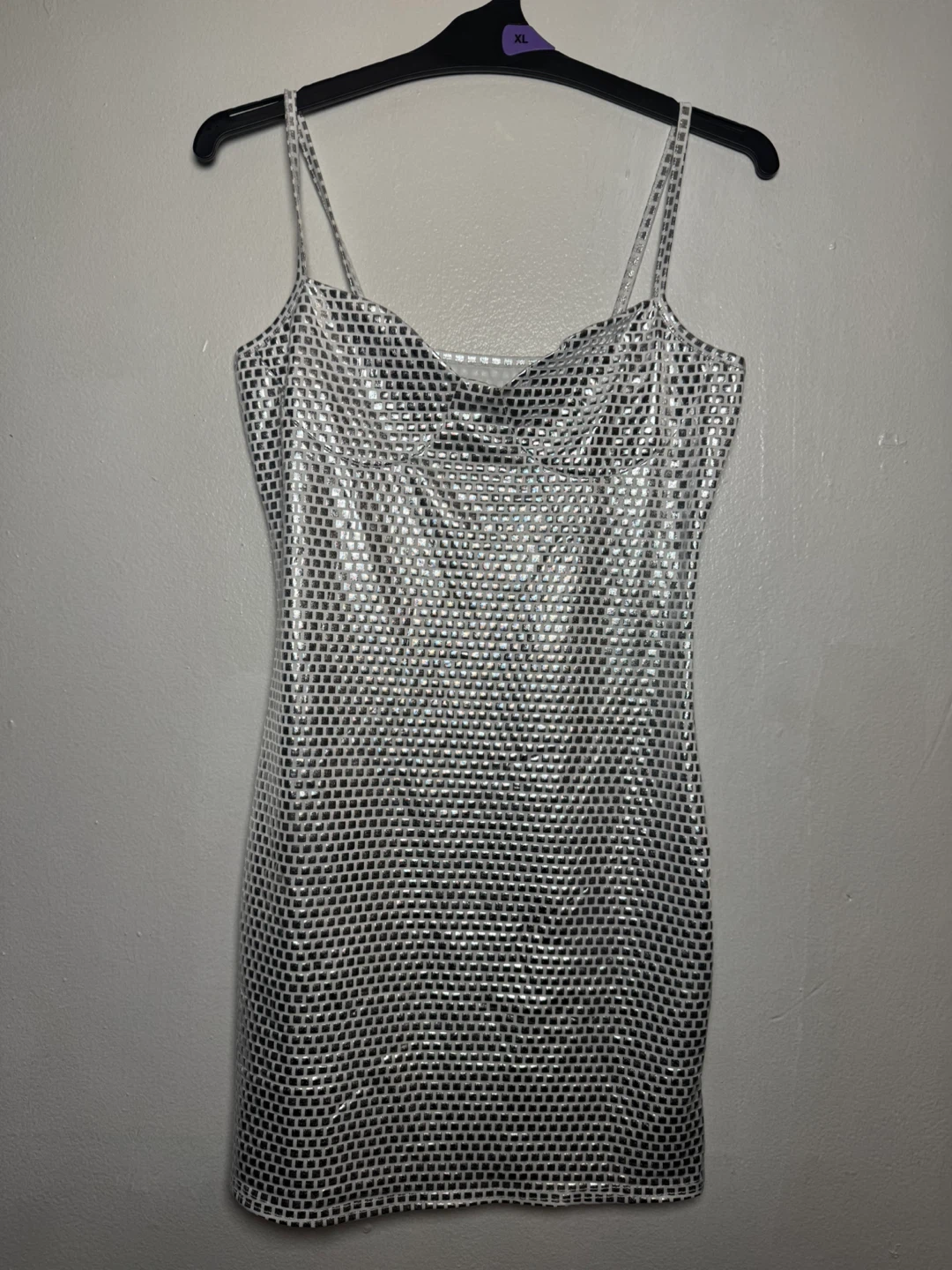 Silver Sequin Mini Dress