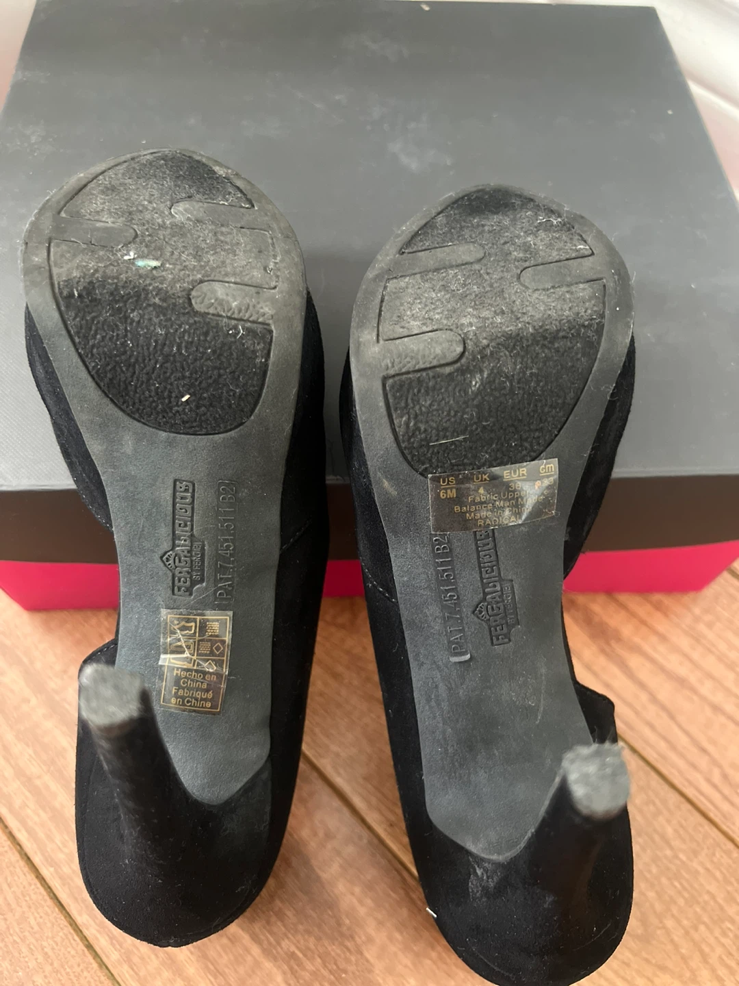 Fergalicious Black Suede Peep-Toe Heels - photo 4