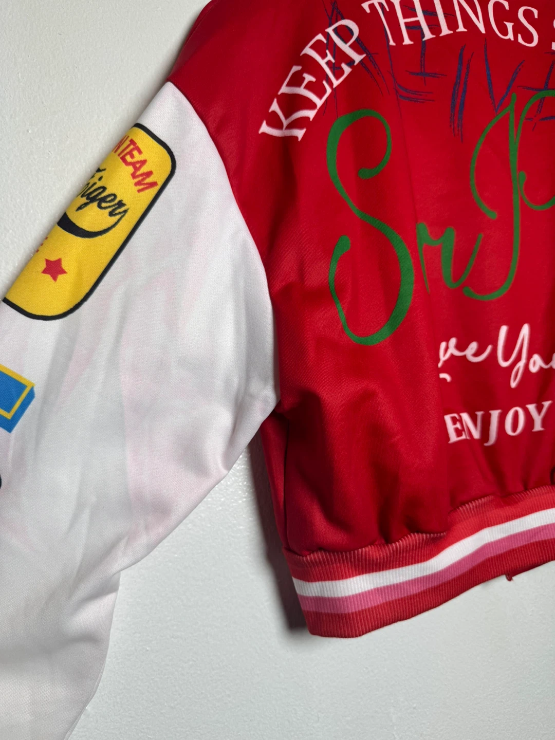 SHEIN Red & White Varsity Jacket Size M - photo 4