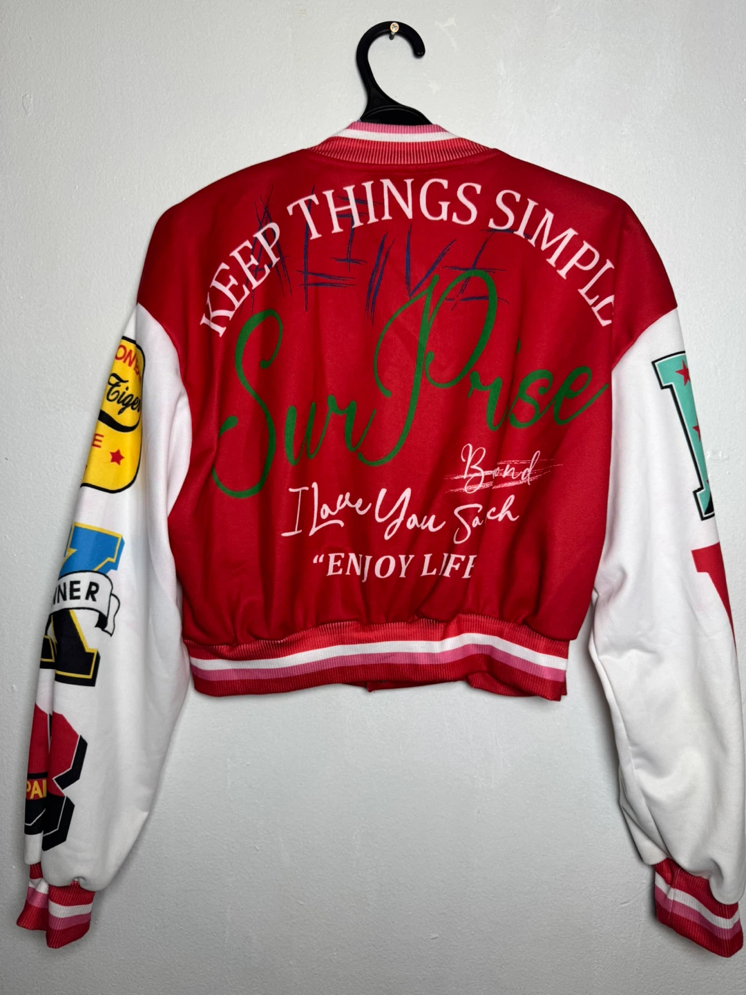 SHEIN Red & White Varsity Jacket Size M - photo 2