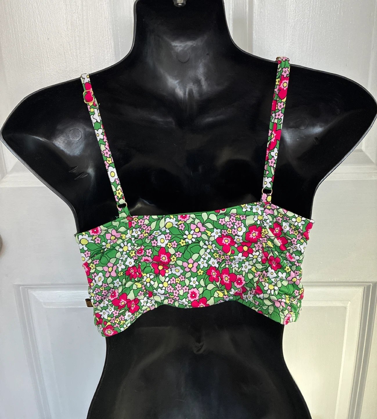 Green floral print crop top - photo 2