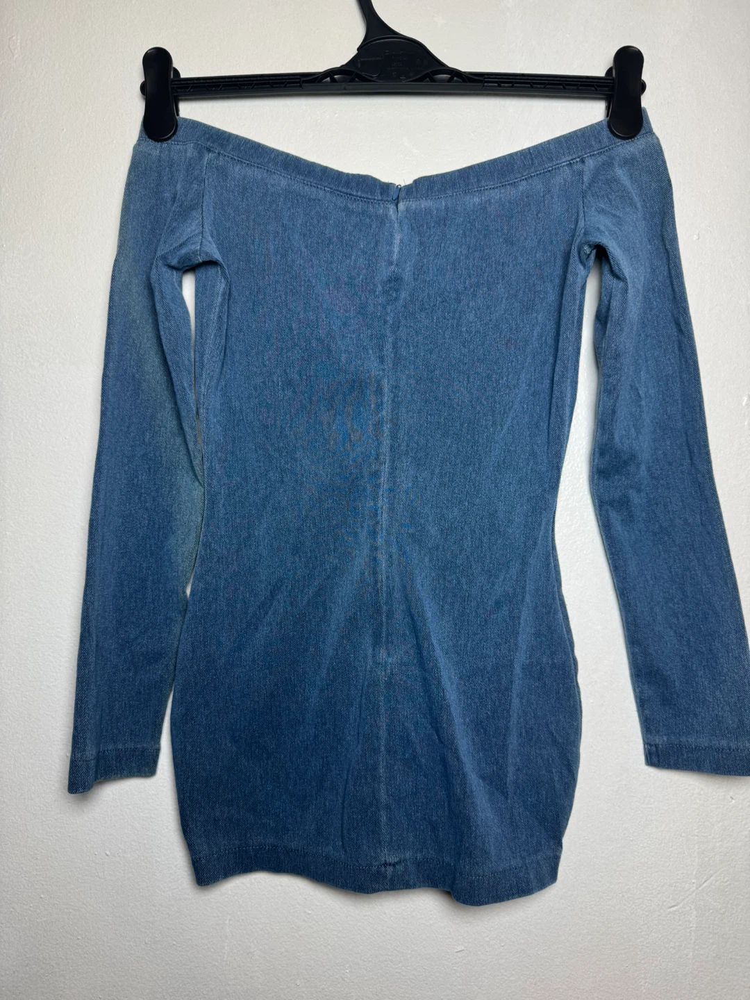SHEIN Blue Denim Off-the-Shoulder Long Sleeve Dress Petite M - photo 2
