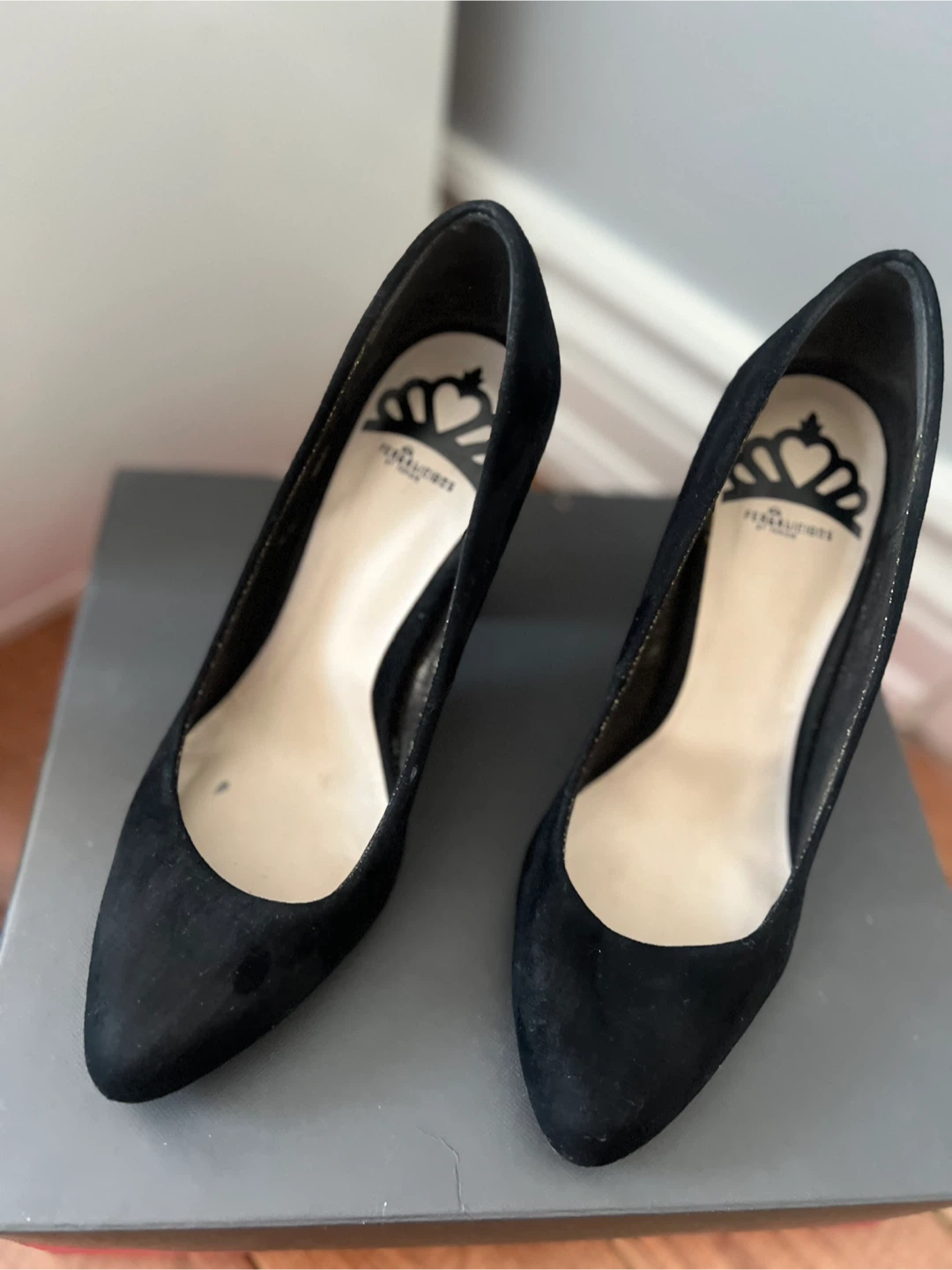 FERRAGAMO Black Suede Heels