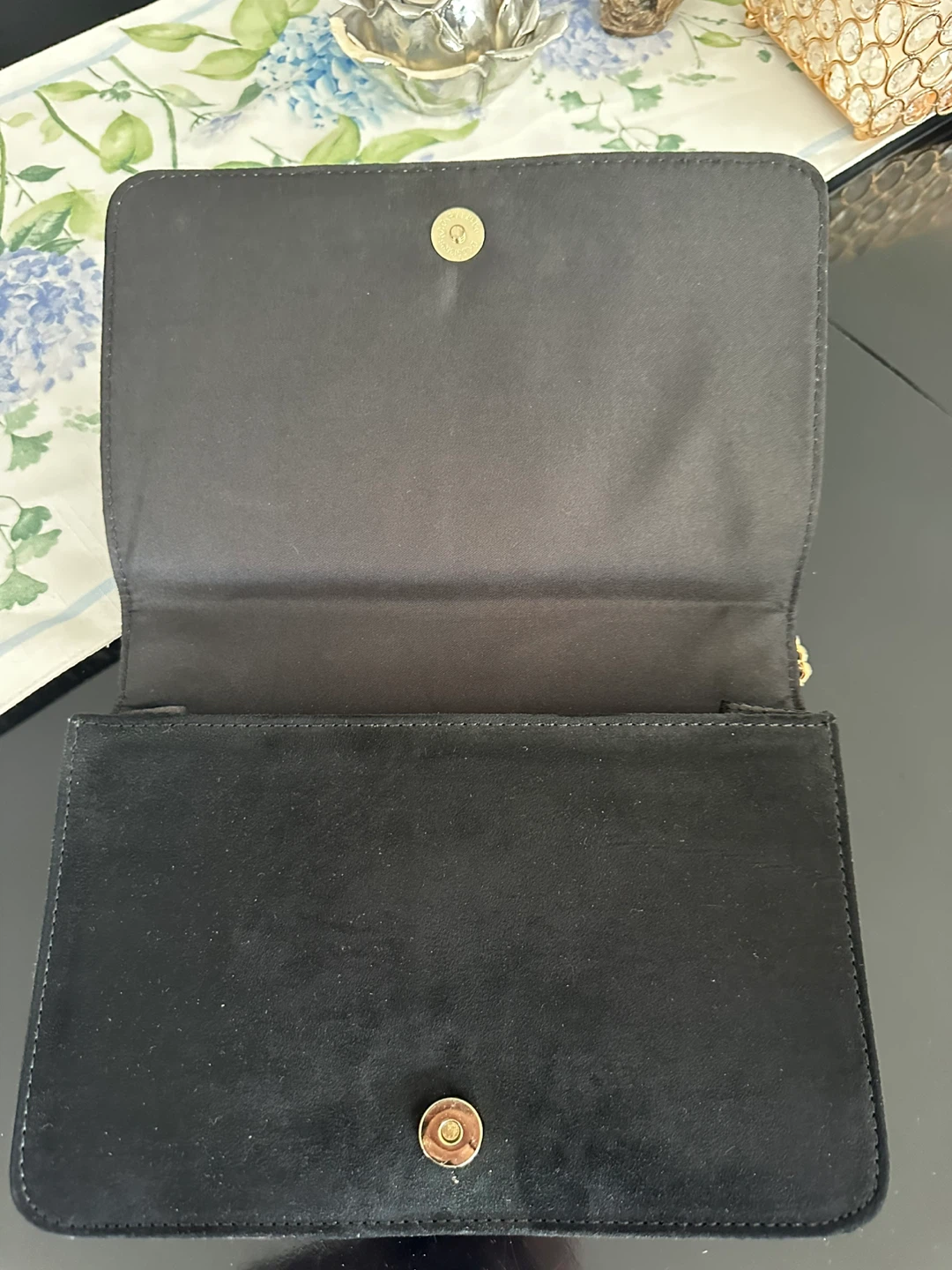 Black Embroidered Clutch with Chain Strap - photo 2