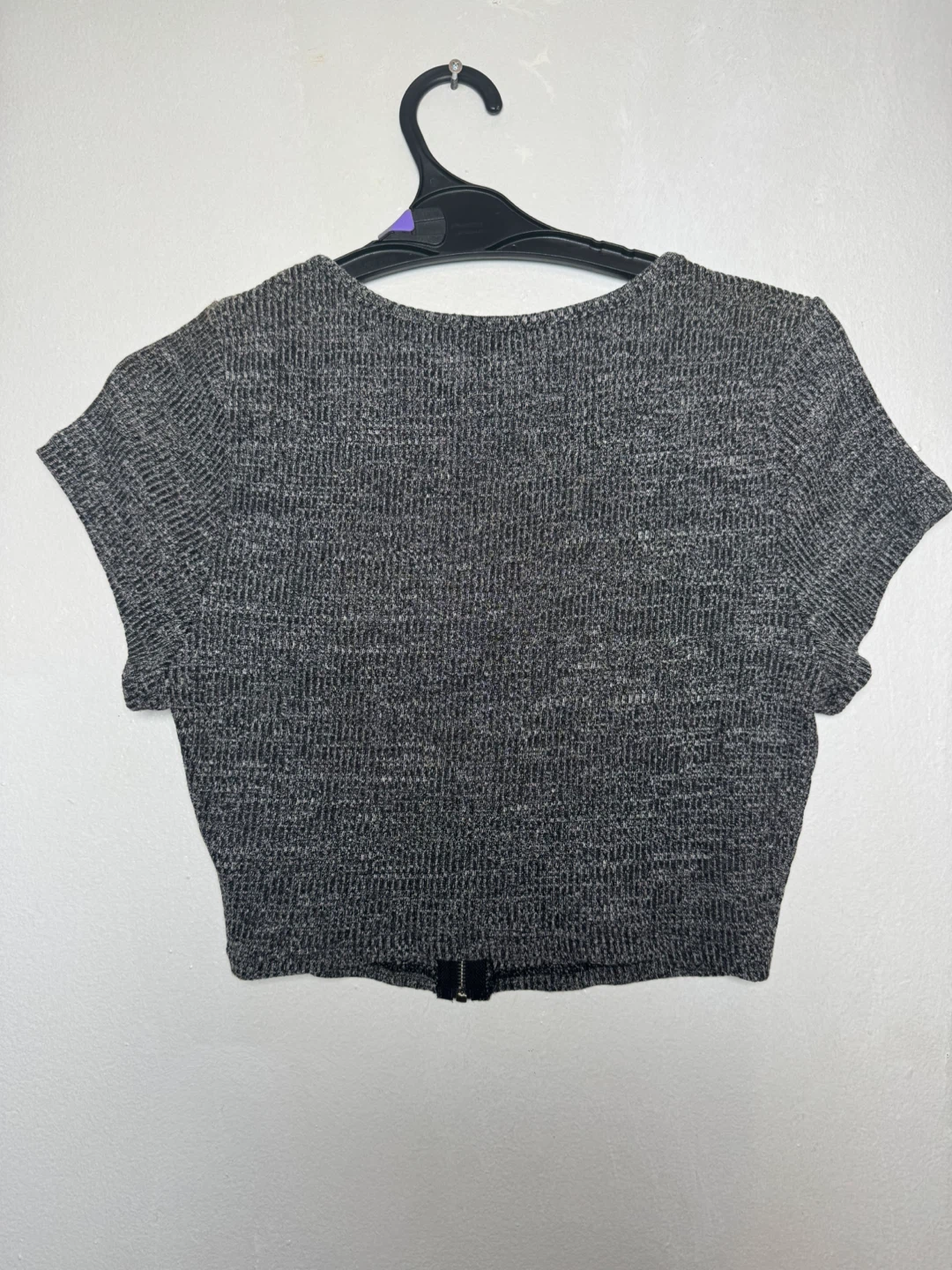 Charlotte Russe Grey Zip Front Cropped Knit Top - XL - photo 2
