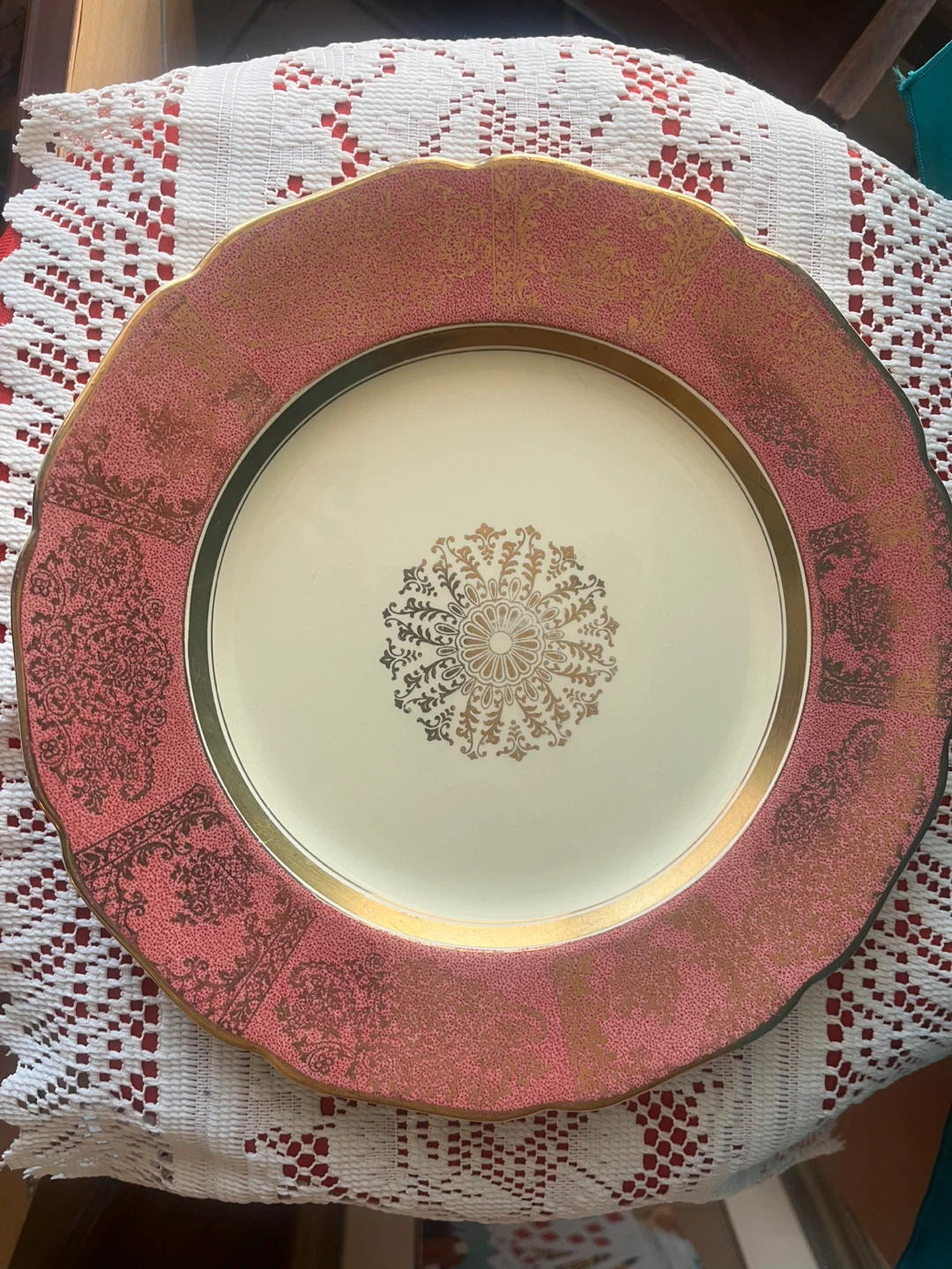 Johnson Brothers England Pink Gold Floral Charger Plate
