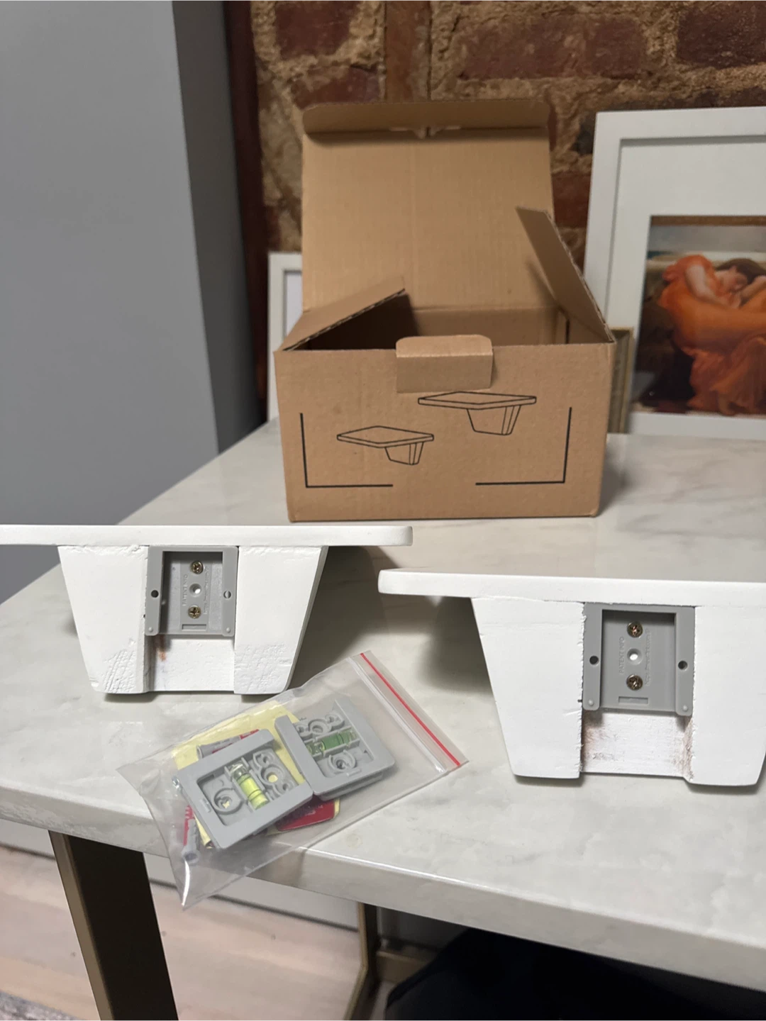 2 White Floating Shelves with Hardware - photo 3