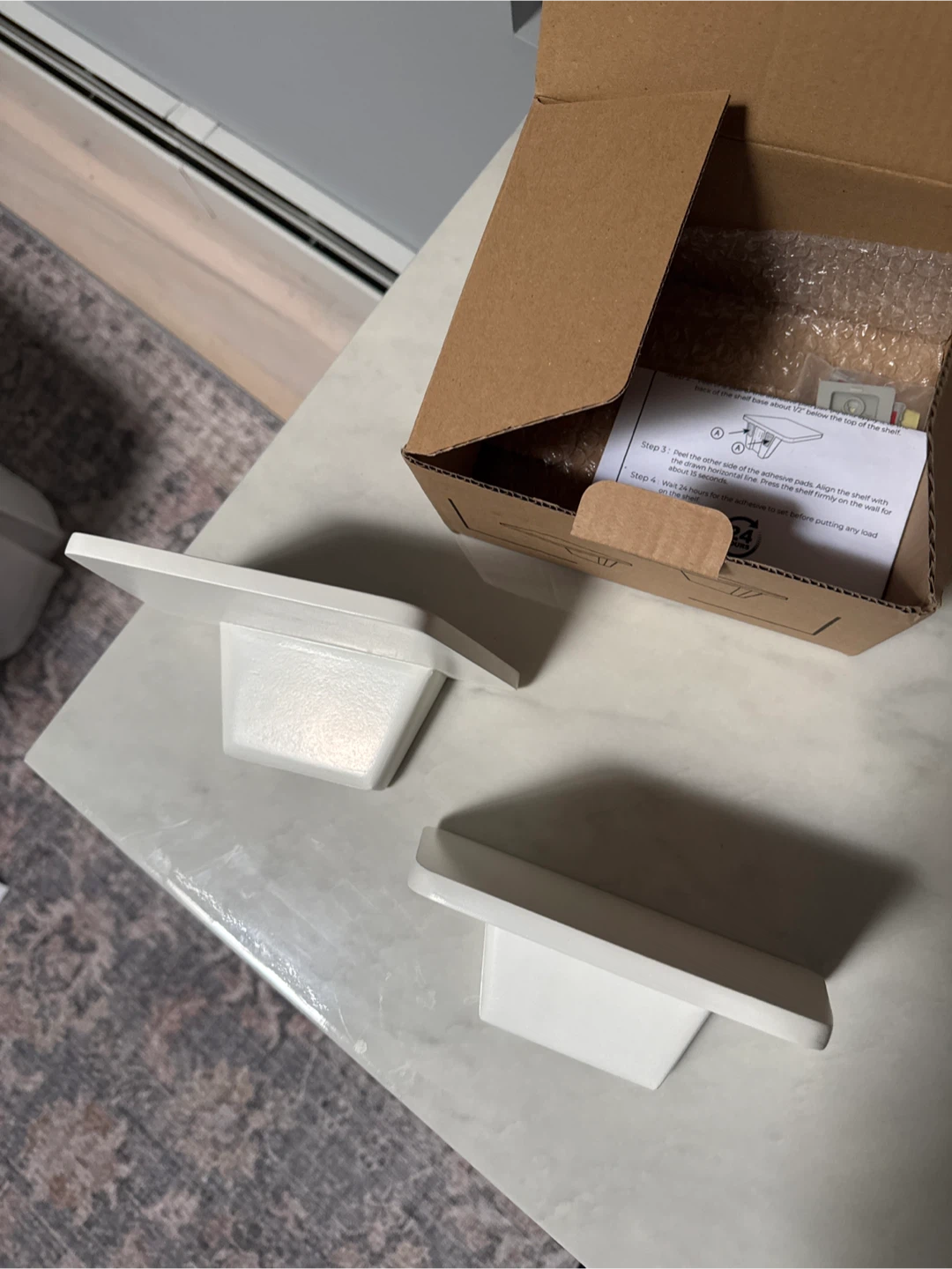 2 White Floating Shelves with Hardware - photo 2