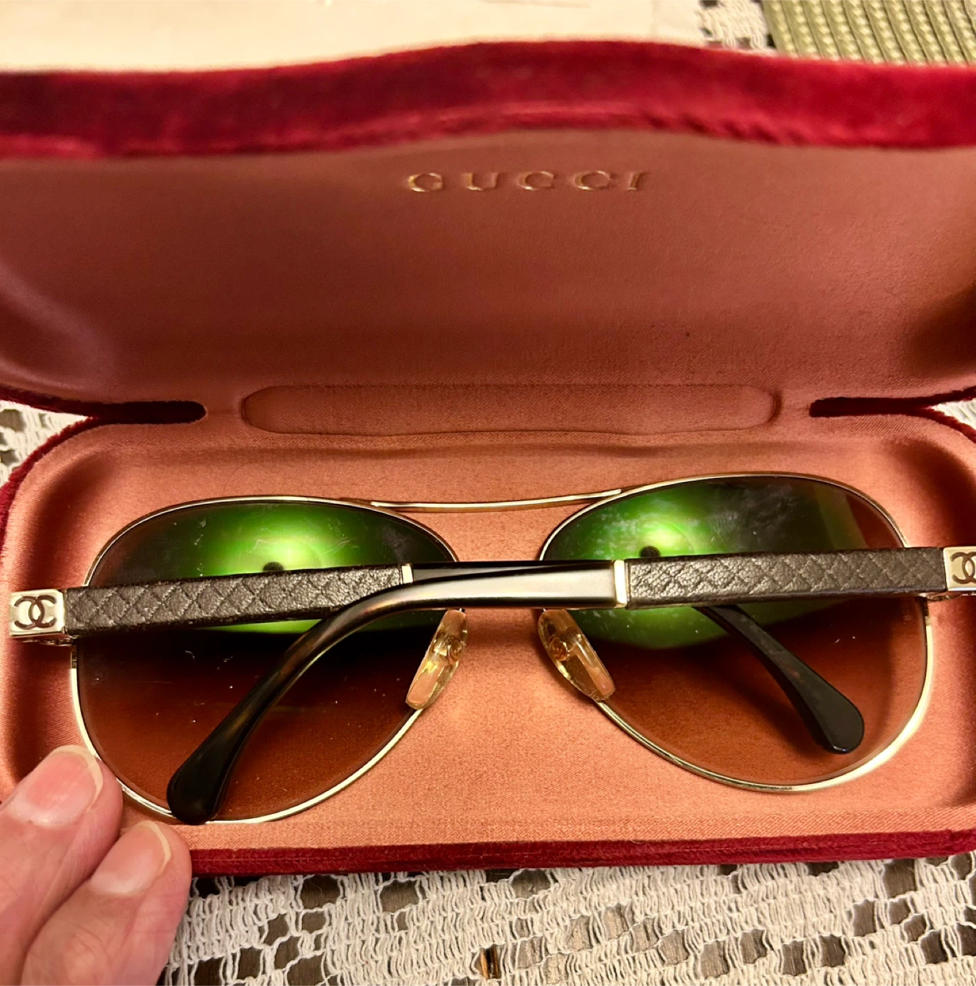 Chanel pilot aviator sunglasses authentic quilted - photo 2