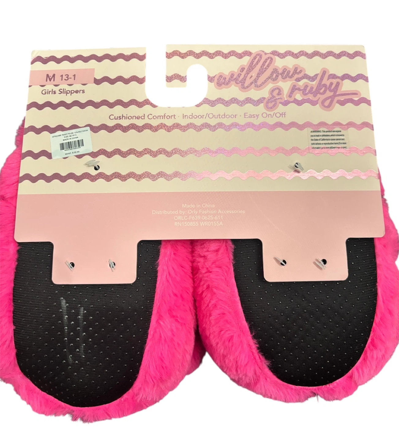 Willow & Ruby Girls Teddy Bear Slippers Size M 13-1 Pink - photo 3