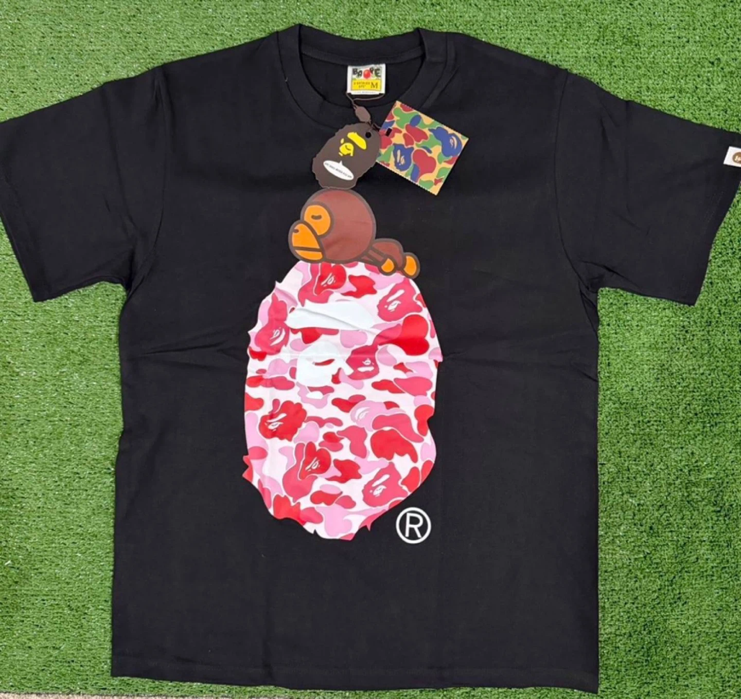 Bape Black Baby Milo Pink Camo Ape Head T Shirt