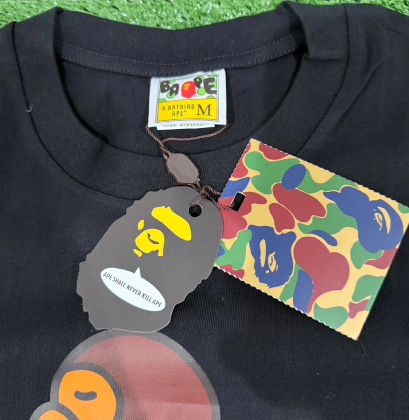 Bape Black Baby Milo Pink Camo Ape Head T Shirt - photo 3