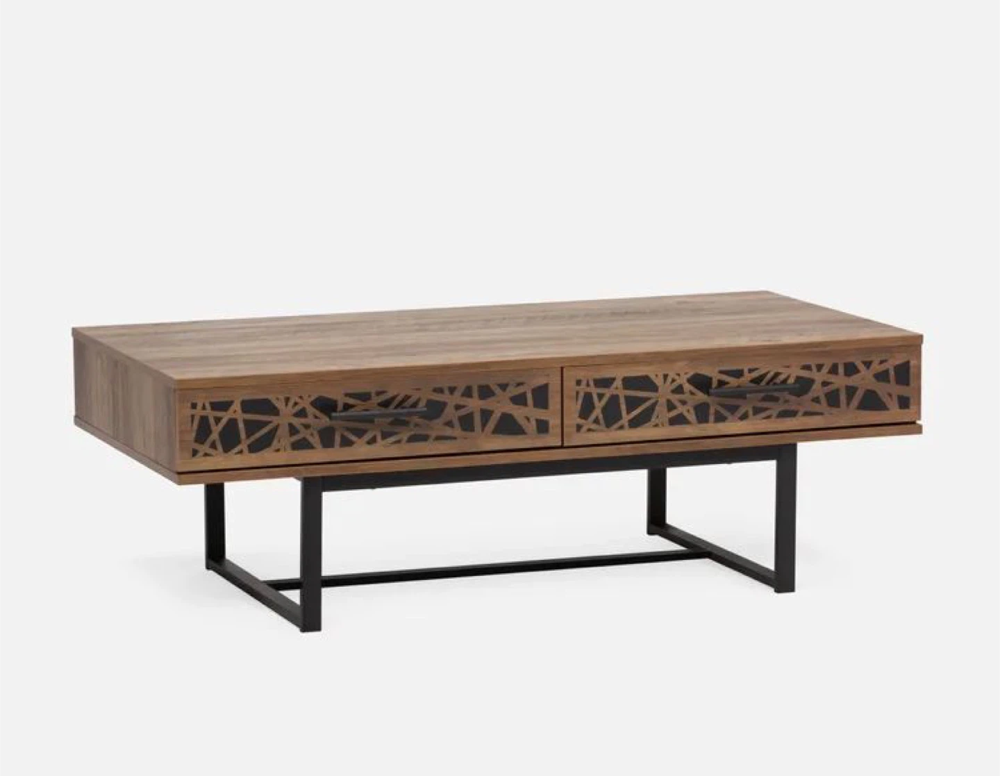 Structube Modern Wooden Coffee Table with Two Storage Drawers