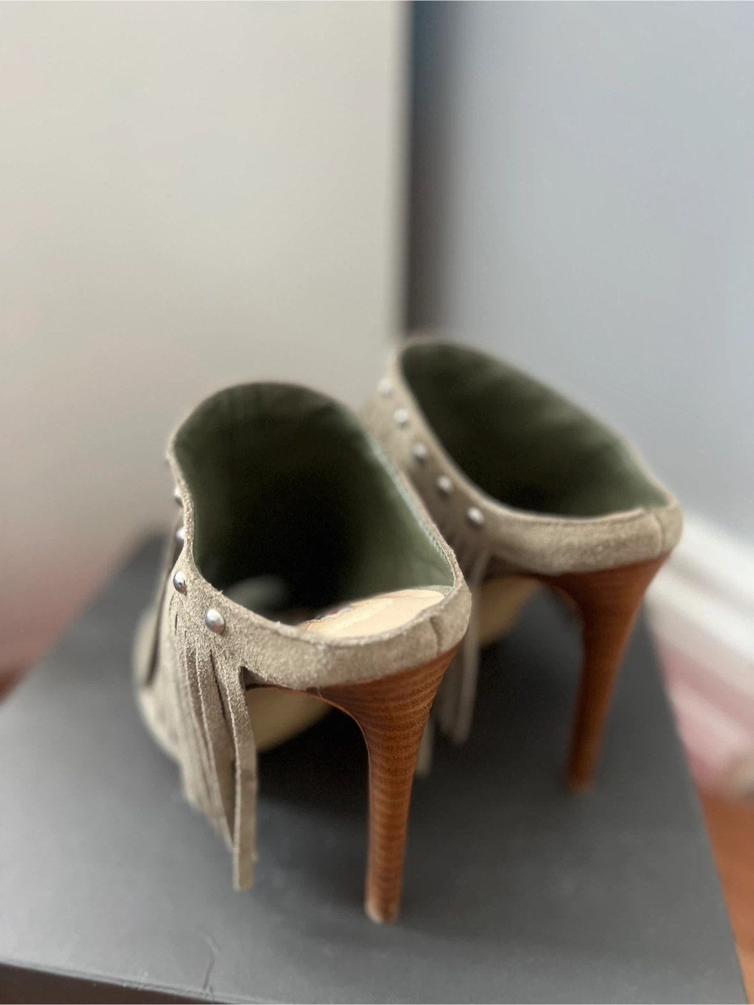 Guess Suede Fringe Heeled Mules - photo 3
