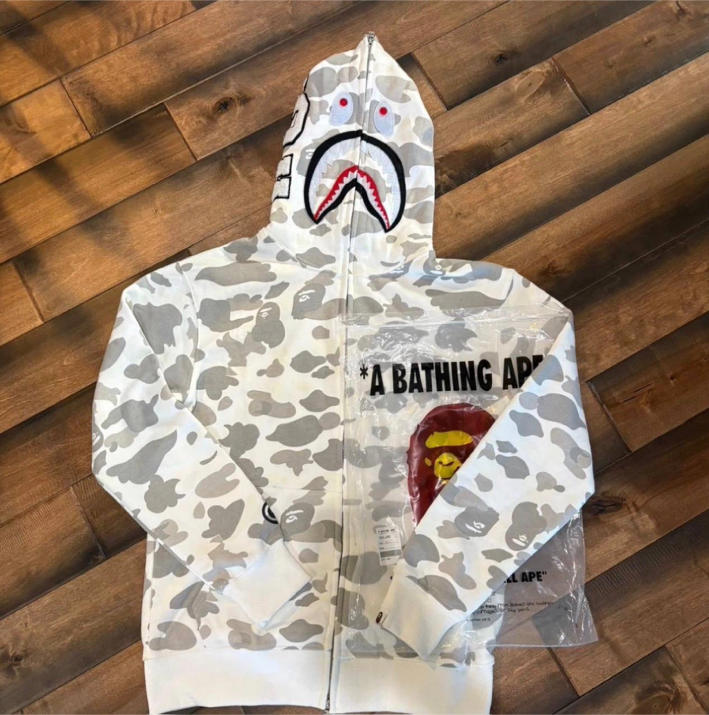 Bape White/Grey Camo Shark Full Zip Hoodie – All Sizes - photo 3