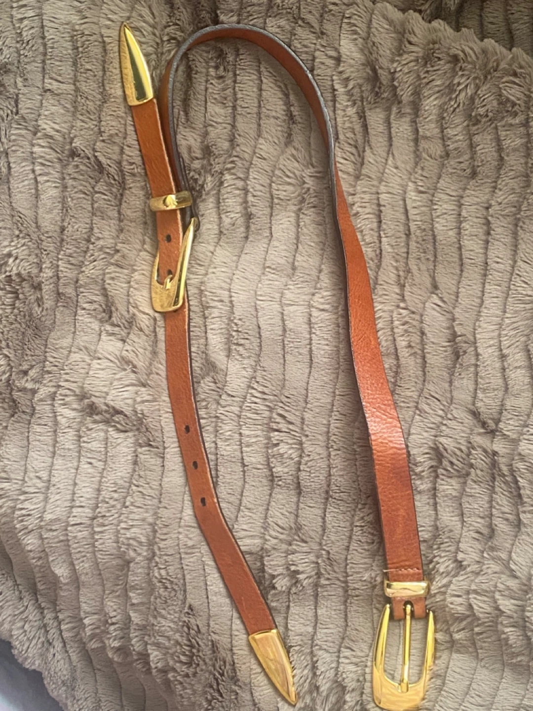 Brave Brown Leather Belt with Gold Buckles - Made in Canada