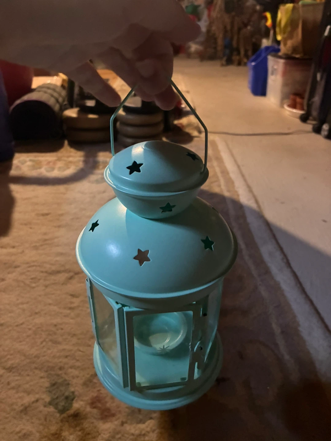 Teal Star Cutout Lantern