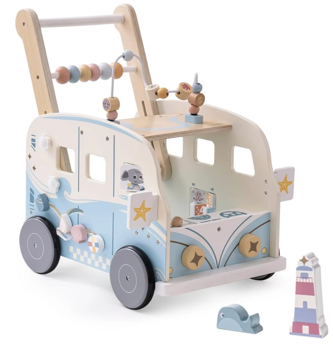 Wooden Activity Walker & Stroller for Toddlers
