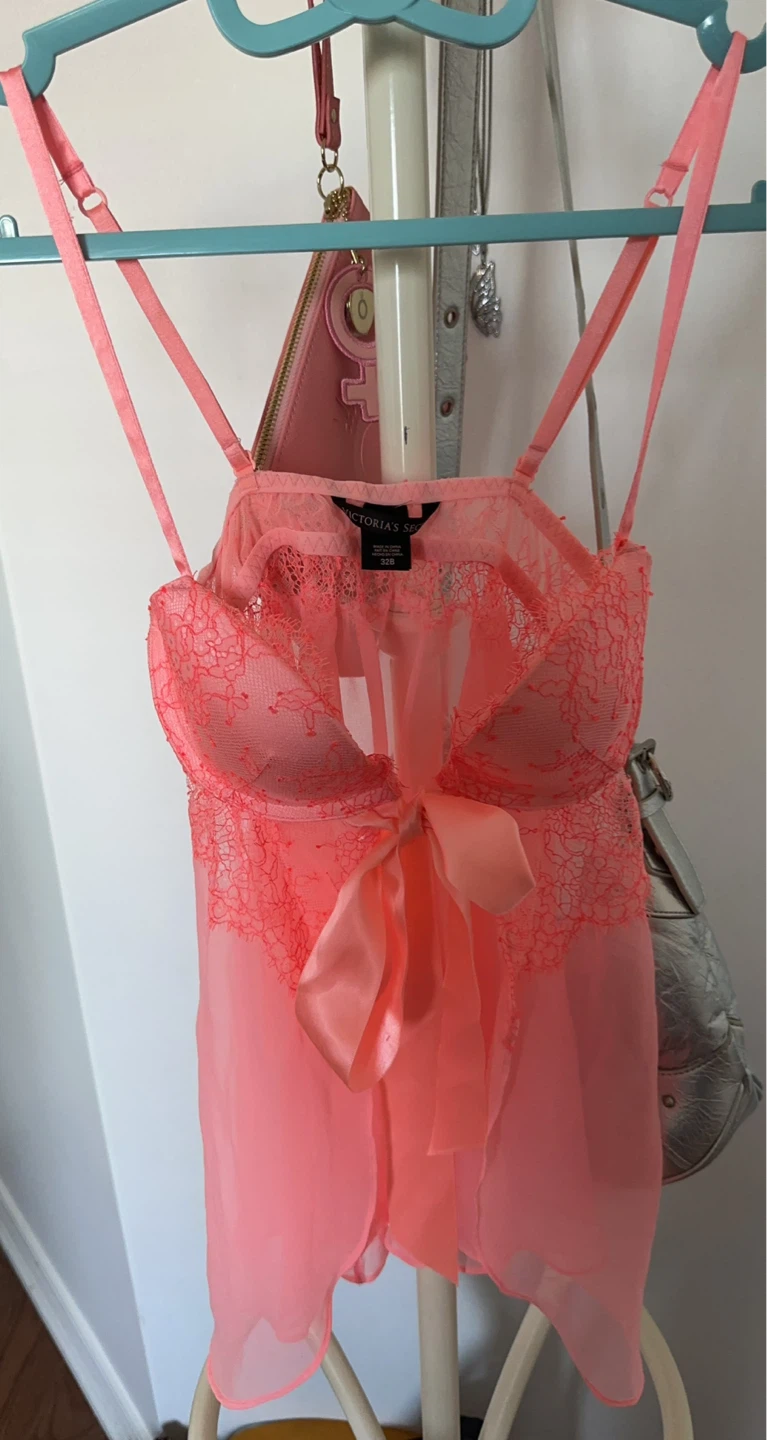 Victoria's Secret Pink Lace Babydoll Lingerie 32B