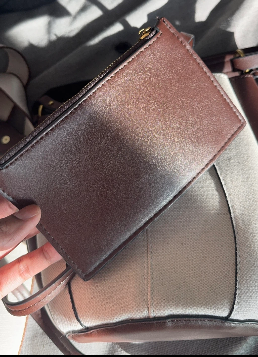 Brown and Beige Canvas Bucket Bag - photo 3