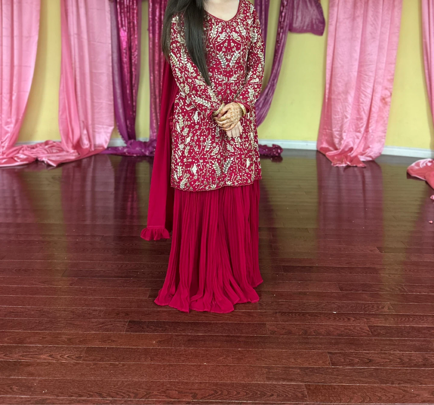 Embroidered Red Sharara Suit
