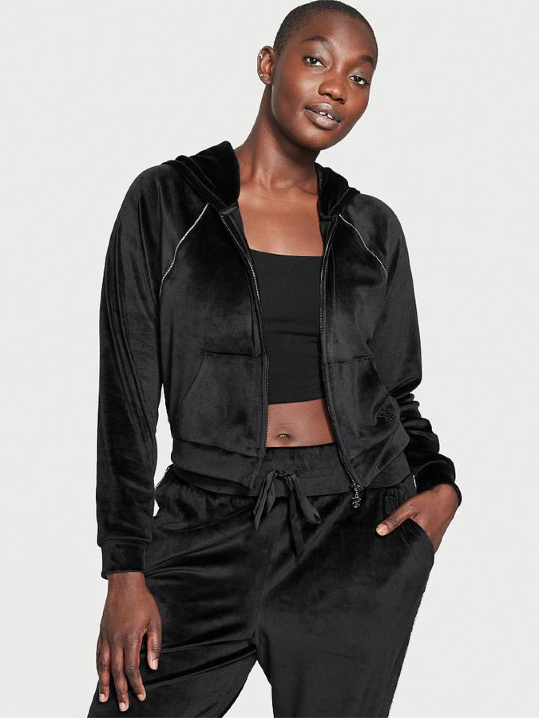 Victoria's Secret Velour Zip-Up Hoodie Jacket Size M - photo 2