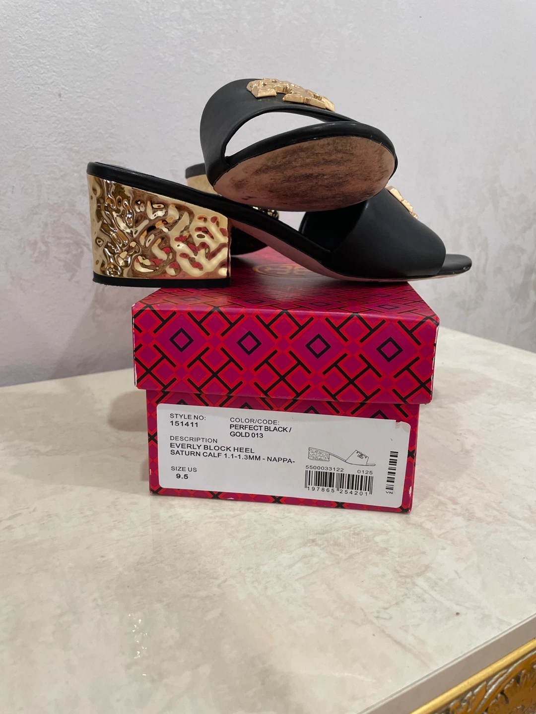 Tory Burch Black Saturn Calf Heeled Mules Size 9.5 - photo 2