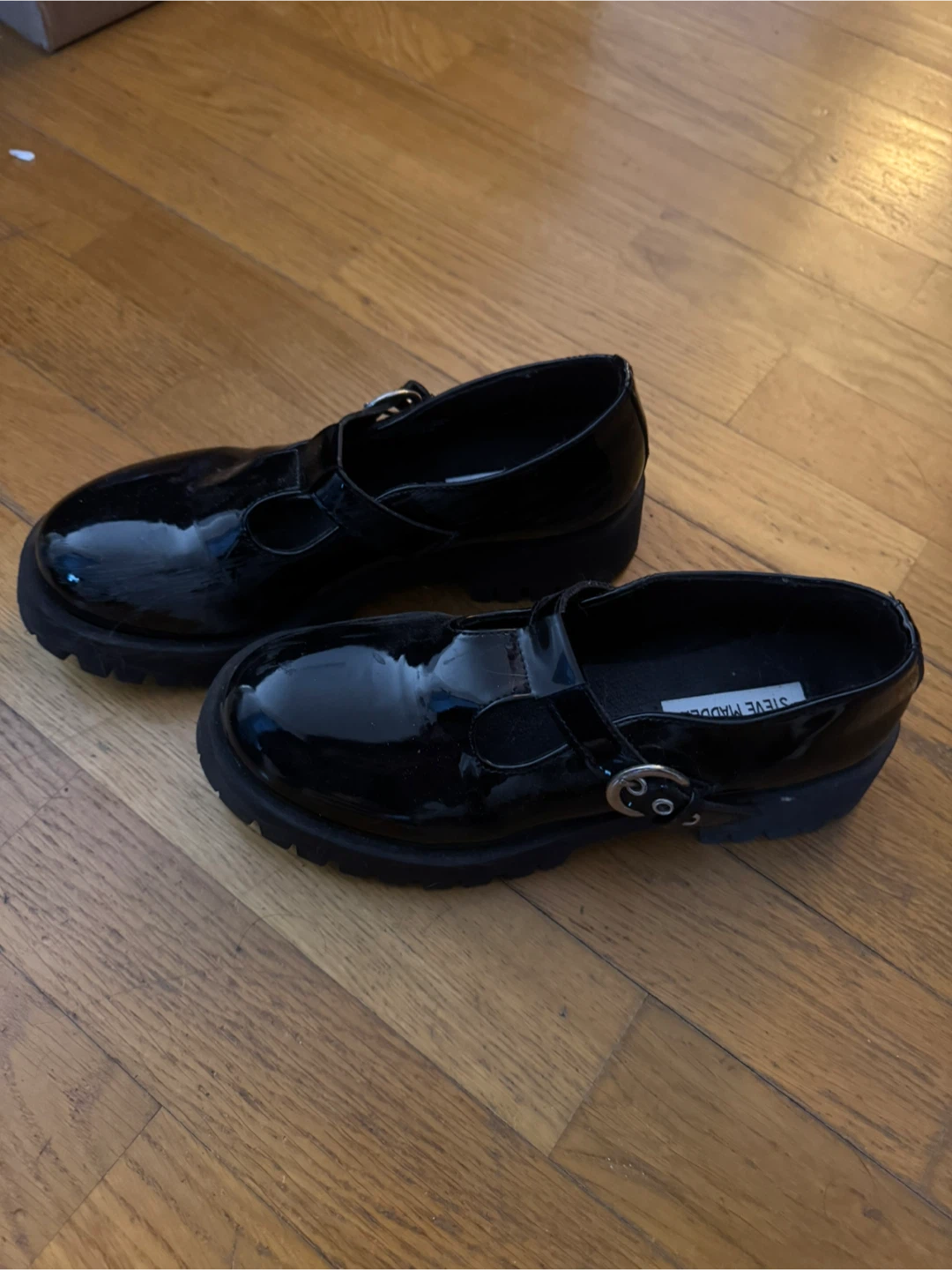 Steve Madden Black Patent Mary Jane Platform Shoes